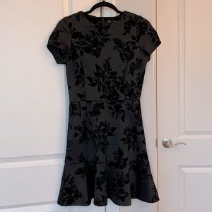 Aqua by Bloomingdales black dress with black velvet floral pattern
